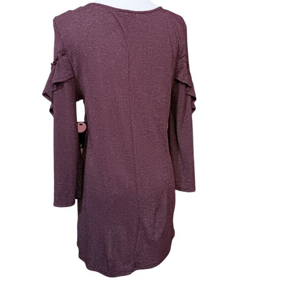 NEW ANA Stretchy Tunic Top Blouse Large Dark Purple Sparkle Ruffle Dressy Career - Picture 4 of 9